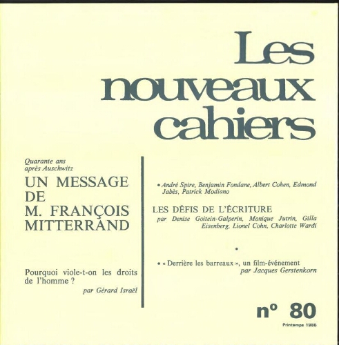 Les Nouveaux Cahiers N°080 (Printemps  1985)